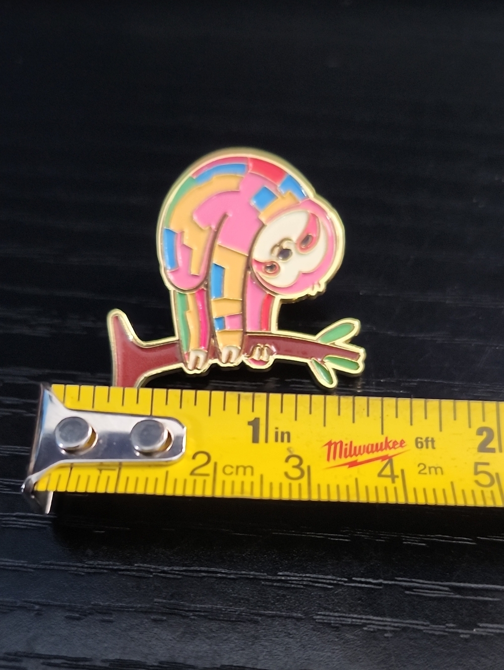 Colorful Sloth Enamel Pin - Pink Multi-Color - Picture 3 of 4